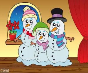 Puzzle Οικογένεια χιονάνθρωπους